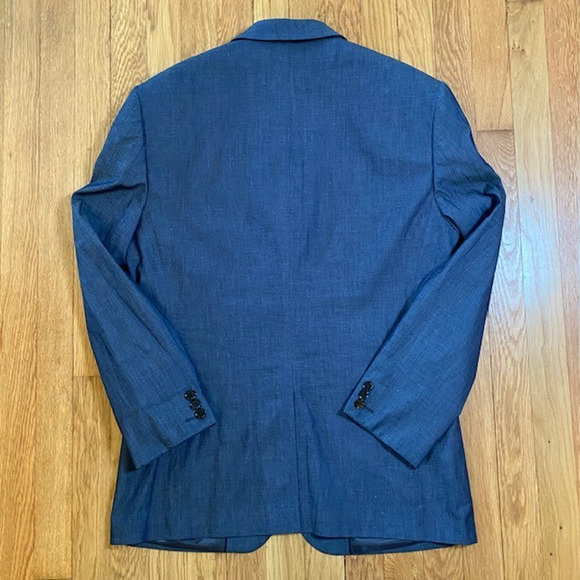 Express Photographer Tuxedo Blazer Blue Black Men 40R Slim Fit Satin Lapel - Picture 5 of 12